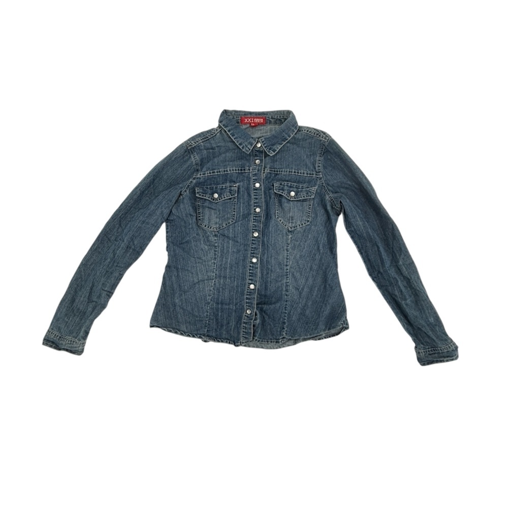 XXI Premium Denim Long Sleeve Jean Shirt Size Medium Girl’s